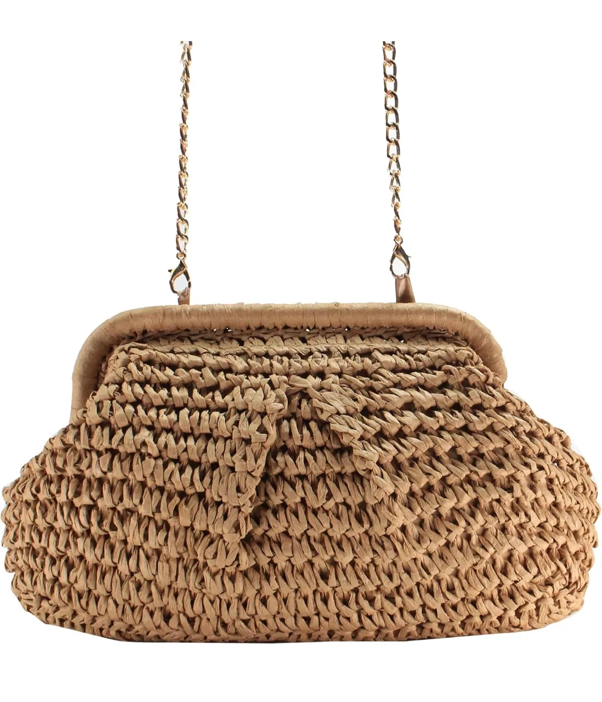 Autumnwell Woven Straw Clutch Purse - Khaki image indicator(2)