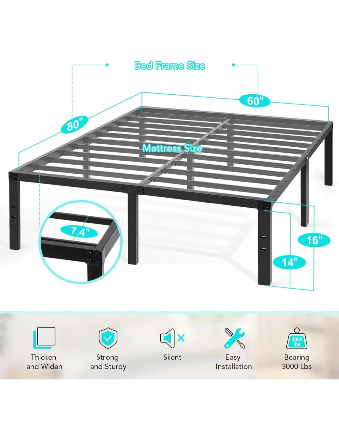 TATAGO Metal Queen Bed Frame - photo 4