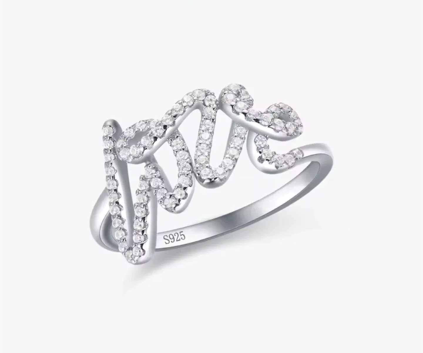 "Love" silver ring, S925 image indicator(2)