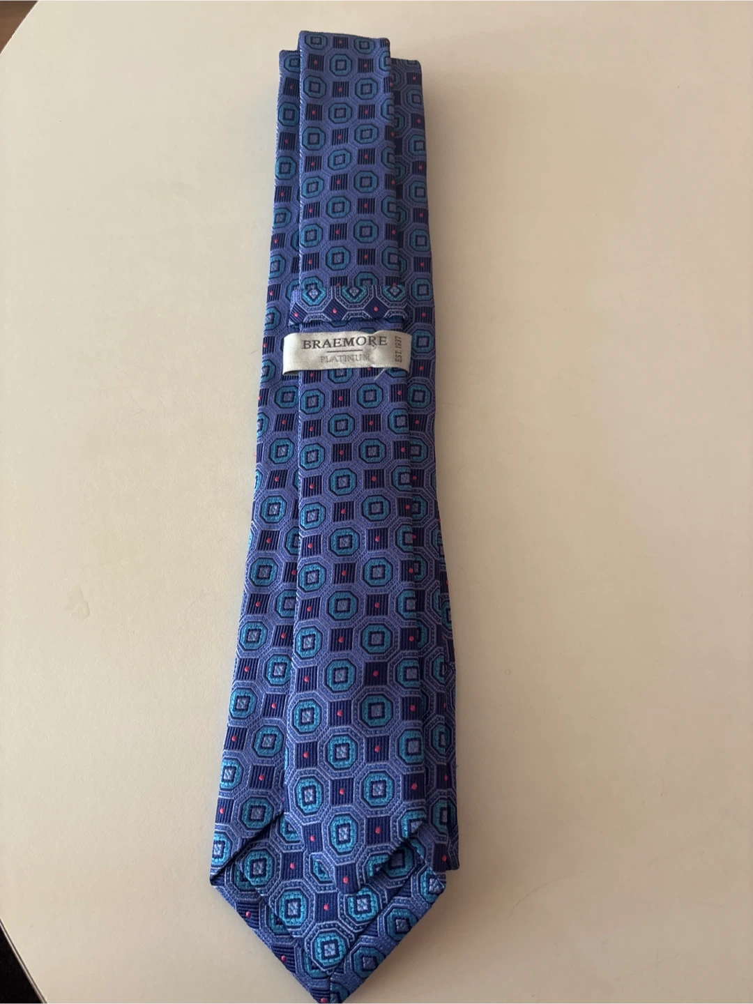 Braemore Platinum Blue Patterned Tie