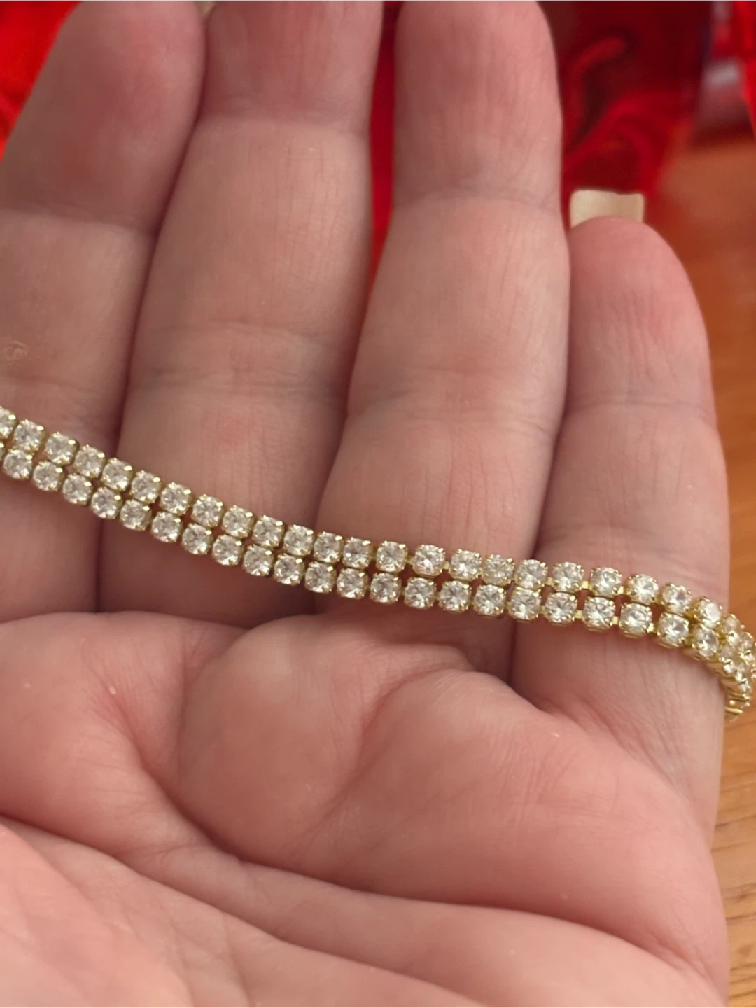 Gold Tone Adjustable Tennis Bracelet