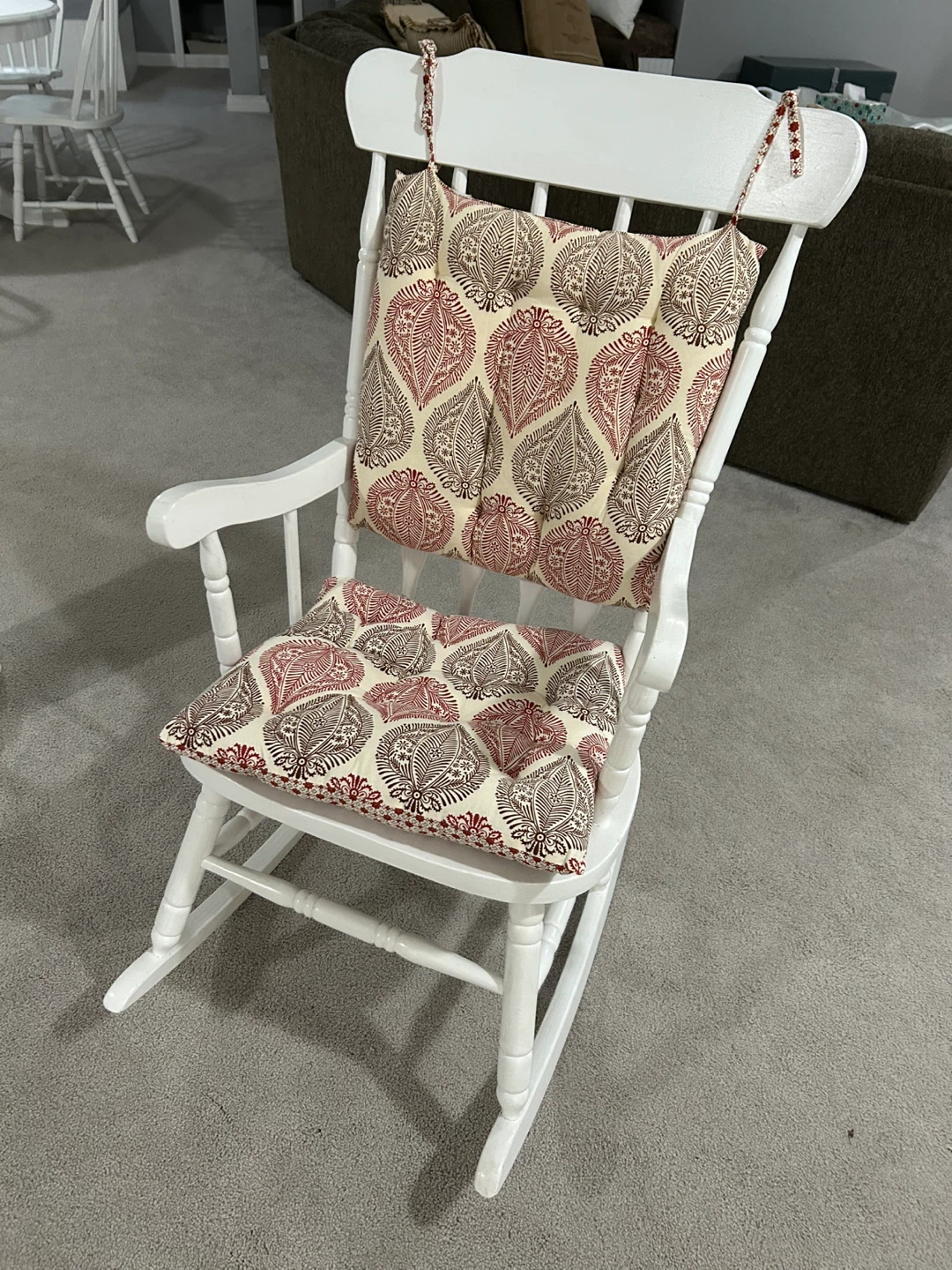 White Rocking Chair with Cushions