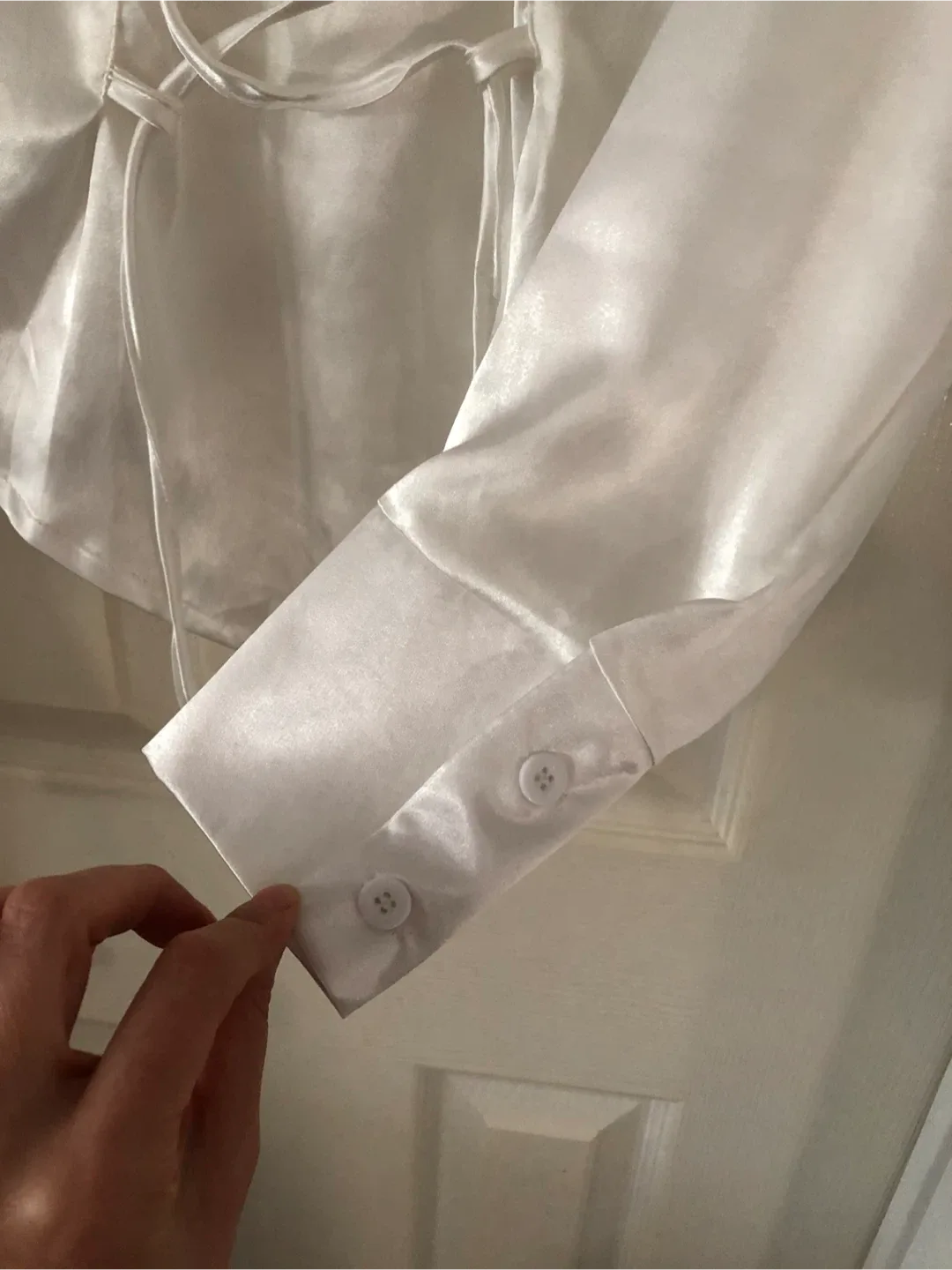 White Satin Long Sleeve Shirt image indicator(3)