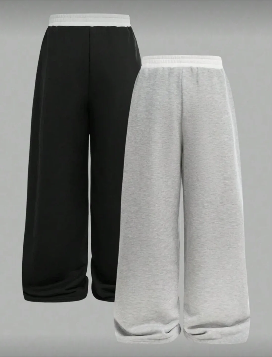 Wide Leg Sweatpants - Black & Grey image indicator(2)