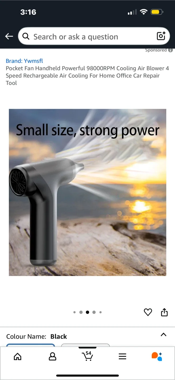 Ywmsfl Pocket Fan Handheld - “Black” image indicator(2)