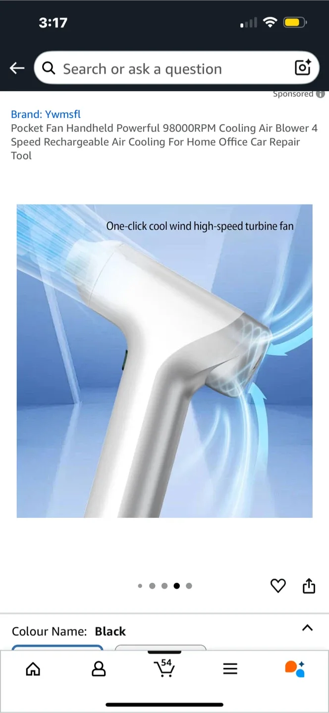 Ywmsfl Pocket Fan Handheld - “Black” image indicator(5)