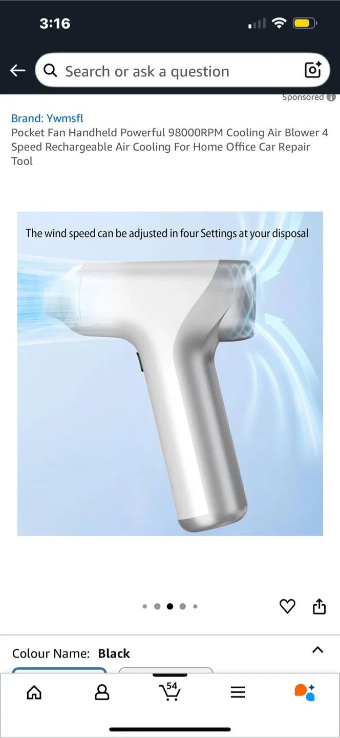 Ywmsfl Pocket Fan Handheld - “Black” image indicator(4)