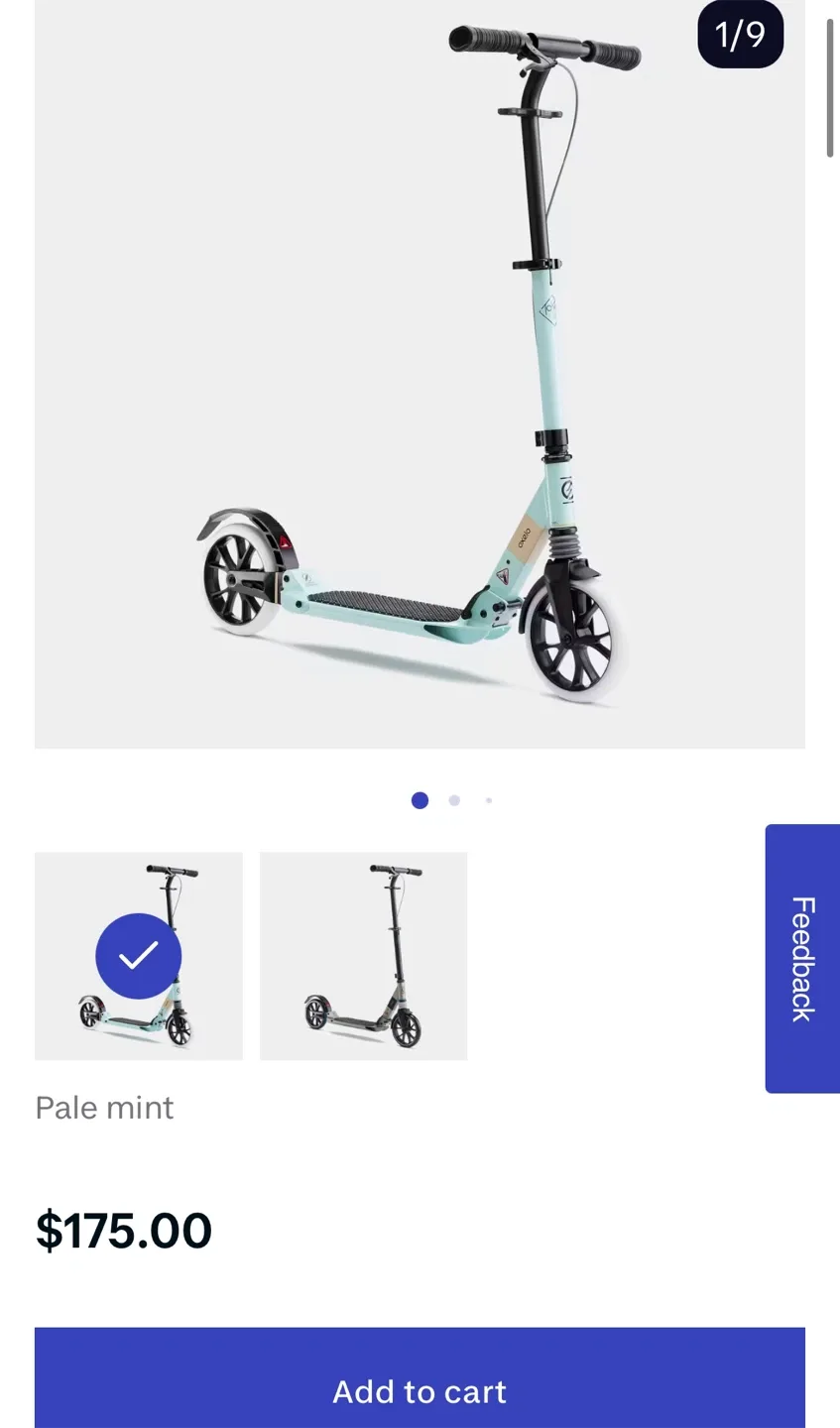 Oxelo Town 9 Easy Fold Adult Scooter - Pale Mint image indicator(2)