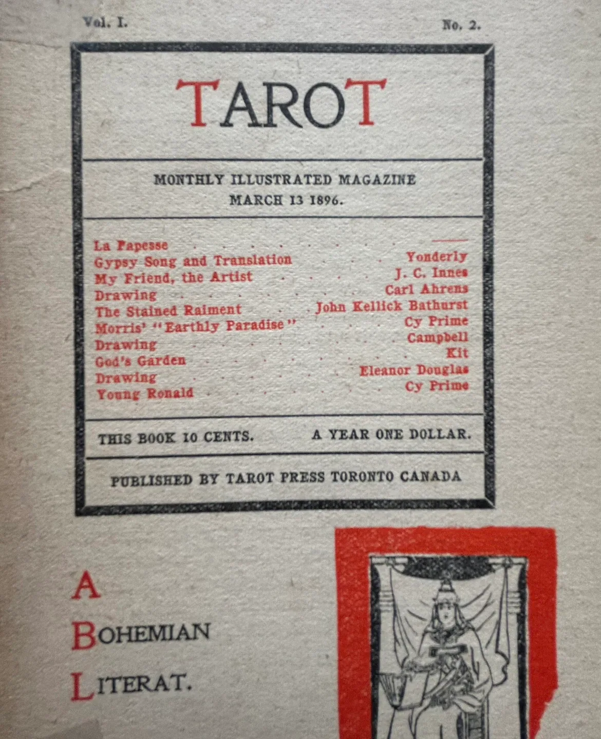 Toronto antique 1896 Tarot Monthly Illustrated Magazine ephemera image indicator(2)