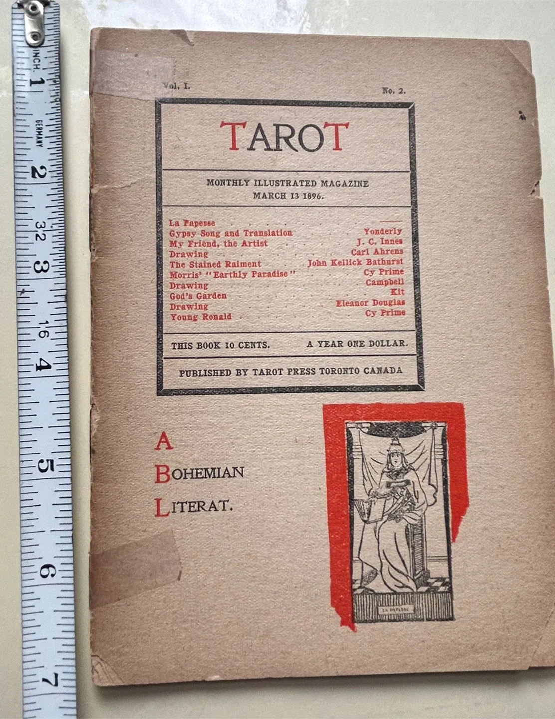Toronto antique 1896 Tarot Monthly Illustrated Magazine ephemera thumbnail