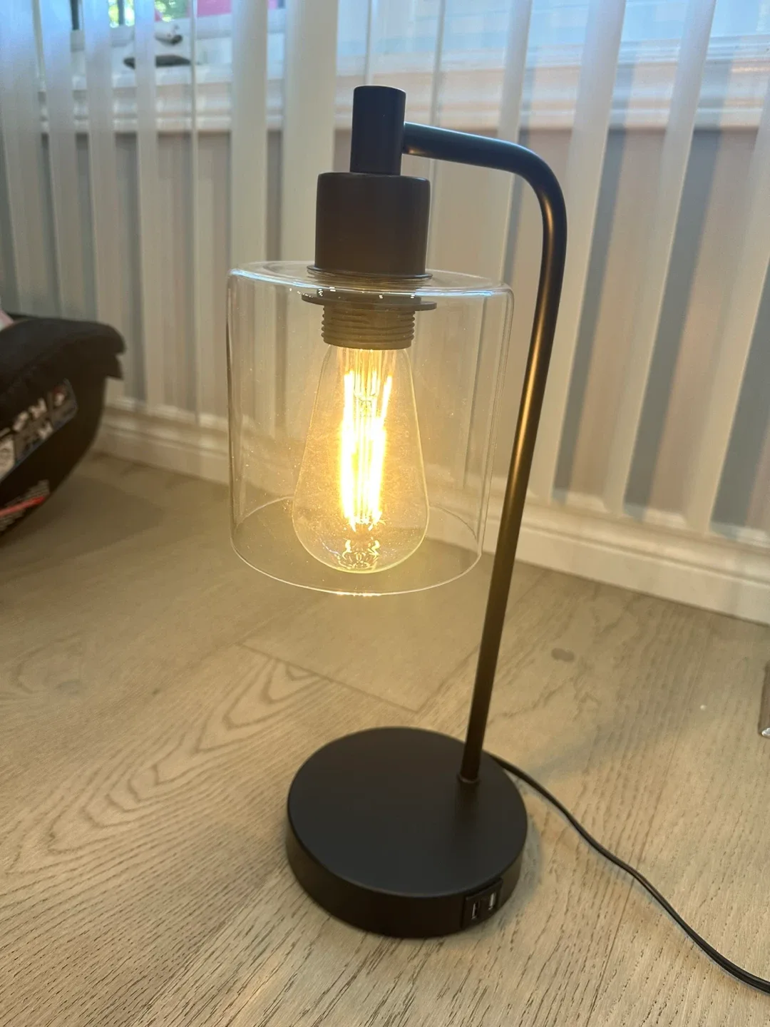 Black Table Lamp with Glass Shade image indicator(3)
