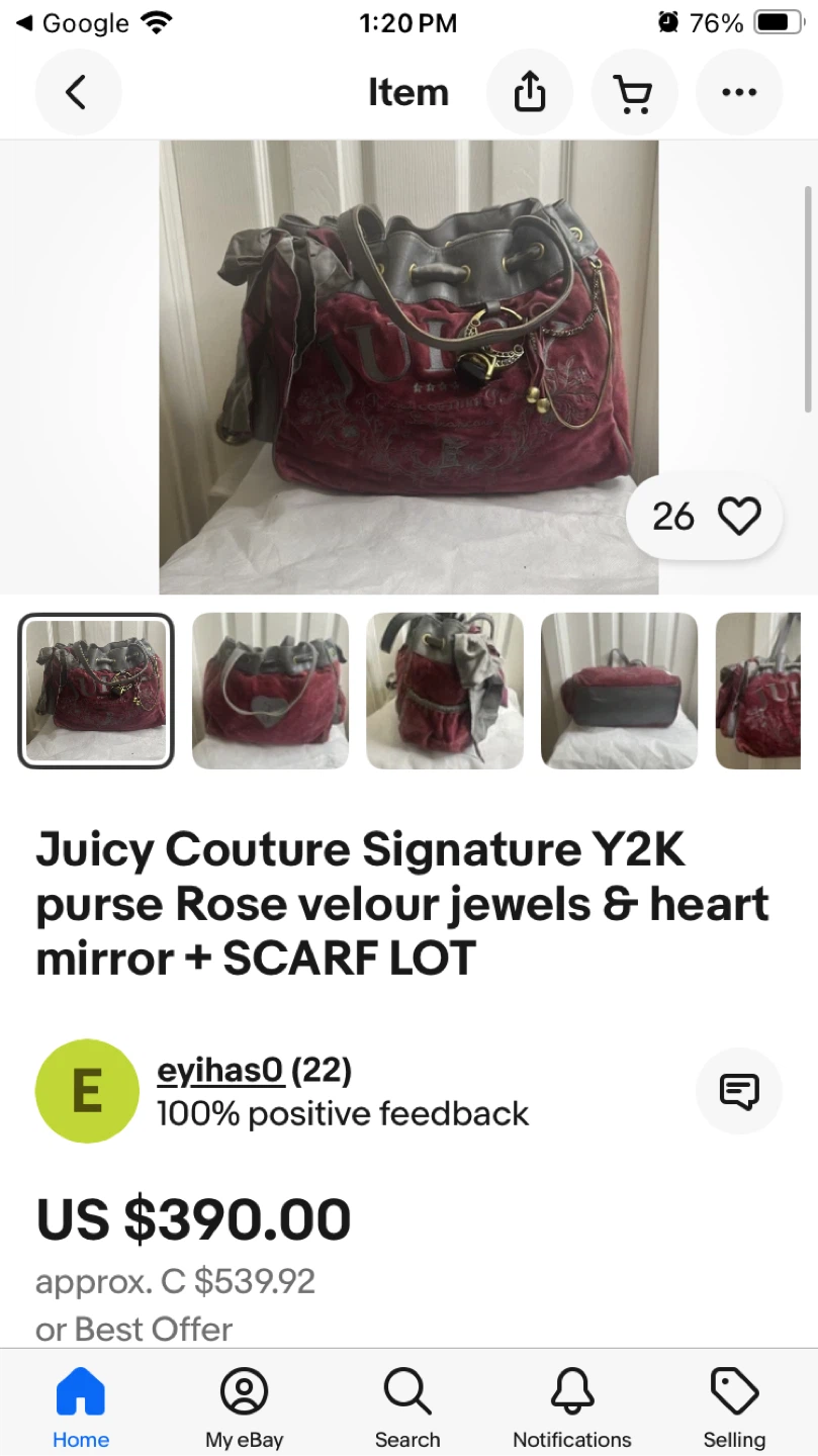 Juicy Couture Signature Y2K Velour Bucket Bag - photo 2