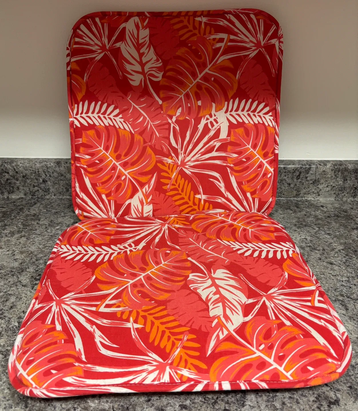 Red Floral Print Chair Cushions thumbnail