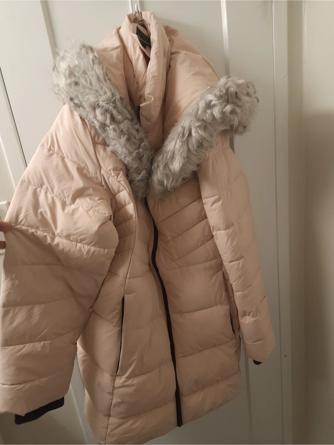 Redmans Pink Puffer Jacket with Faux Fur Trim