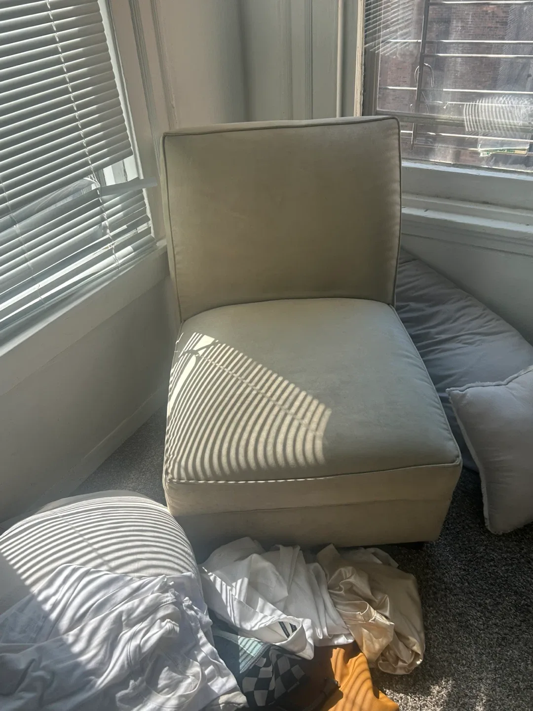 Beige Armless Chair and Love Seat image indicator(2)