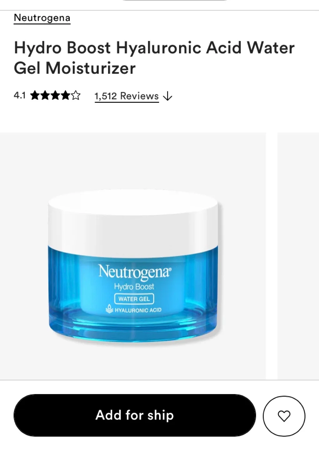 Neutrogena Hydro Boost Hyaluronic Acid Water Gel Moisturizer thumbnail