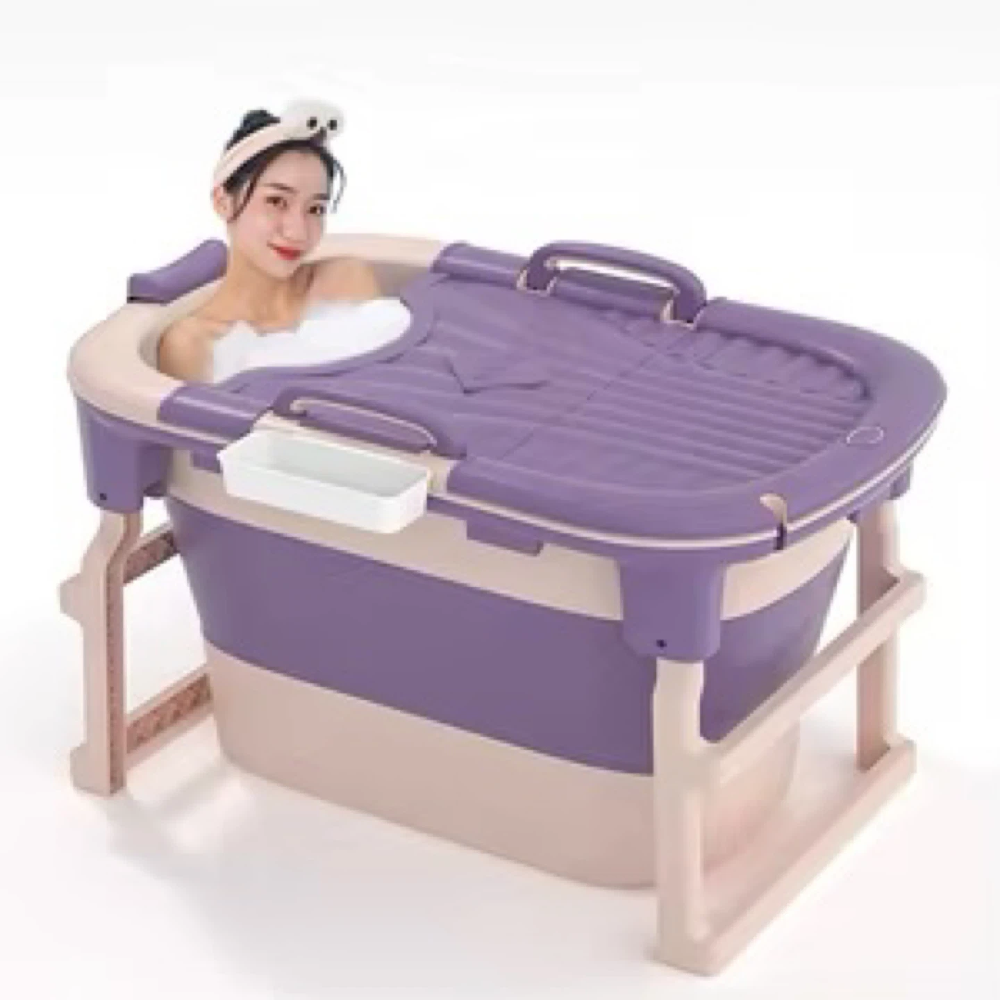 Foldable Bathtub - Purple and Beige