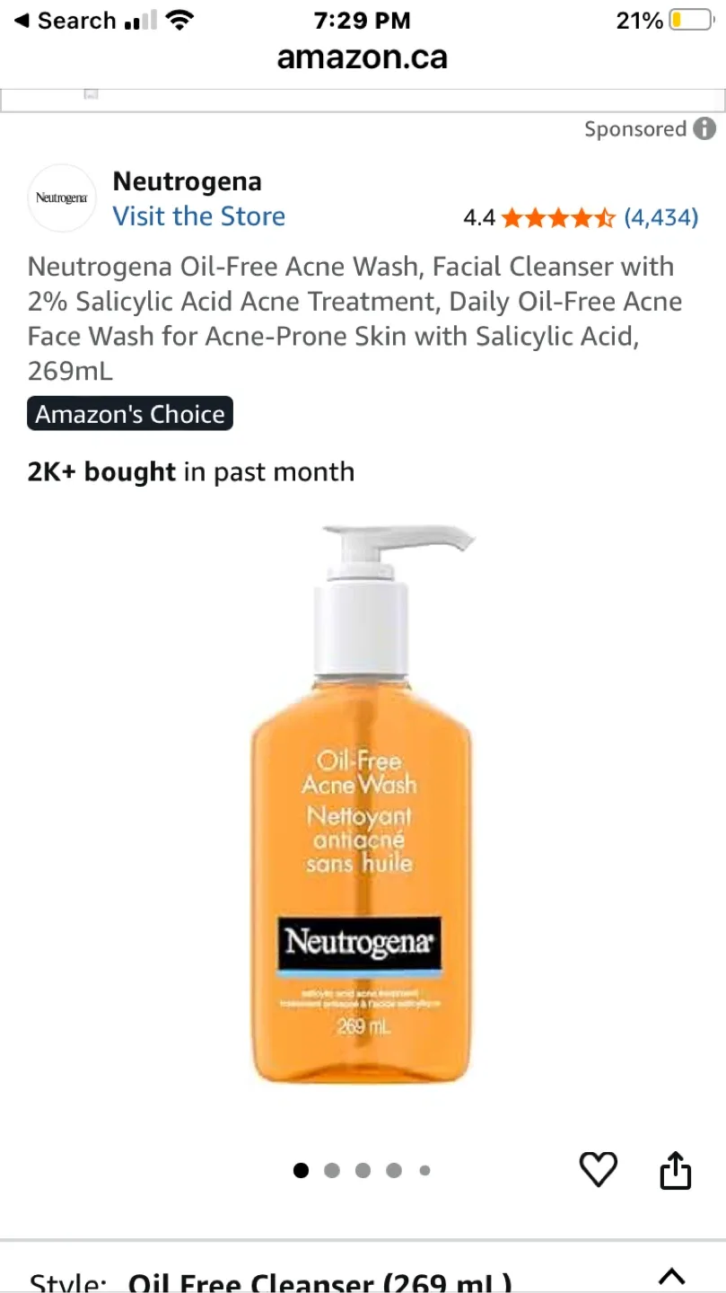 Neutrogena Oil-Free Acne Wash 269mL thumbnail