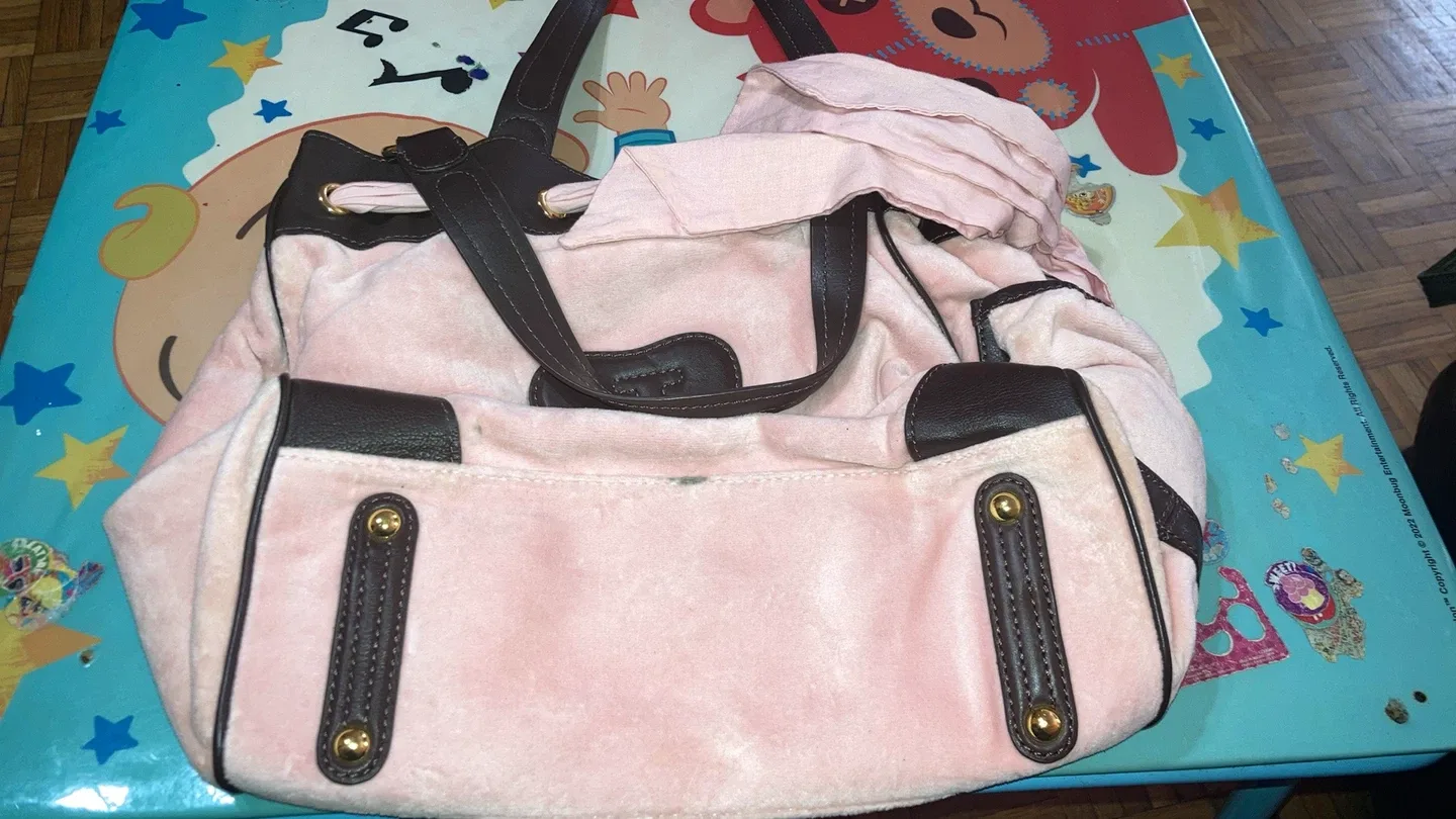 Juicy Couture Pink Velour Drawstring Bucket Bag image indicator(5)