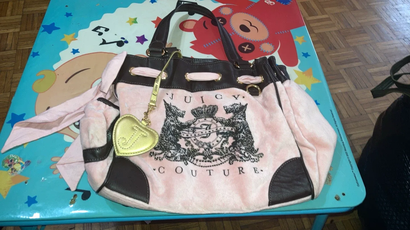 Juicy Couture Pink Velour Drawstring Bucket Bag image indicator(3)