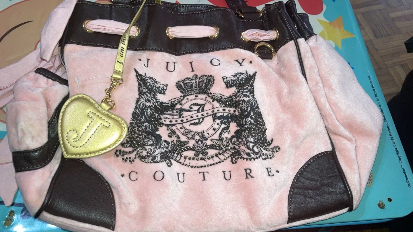 Juicy Couture Pink Velour Drawstring Bucket Bag image indicator(4)