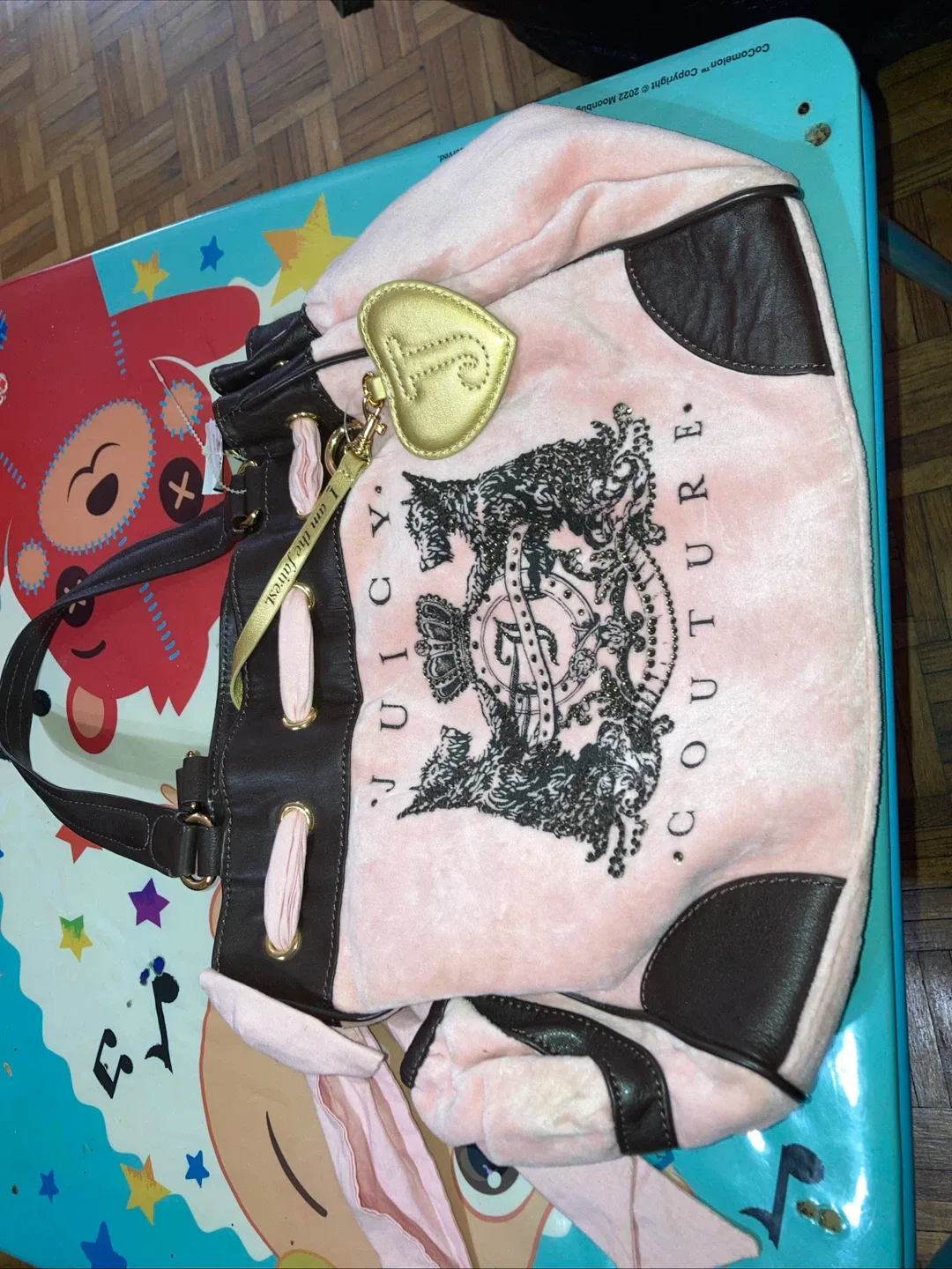 Juicy Couture Pink Velour Drawstring Bucket Bag thumbnail