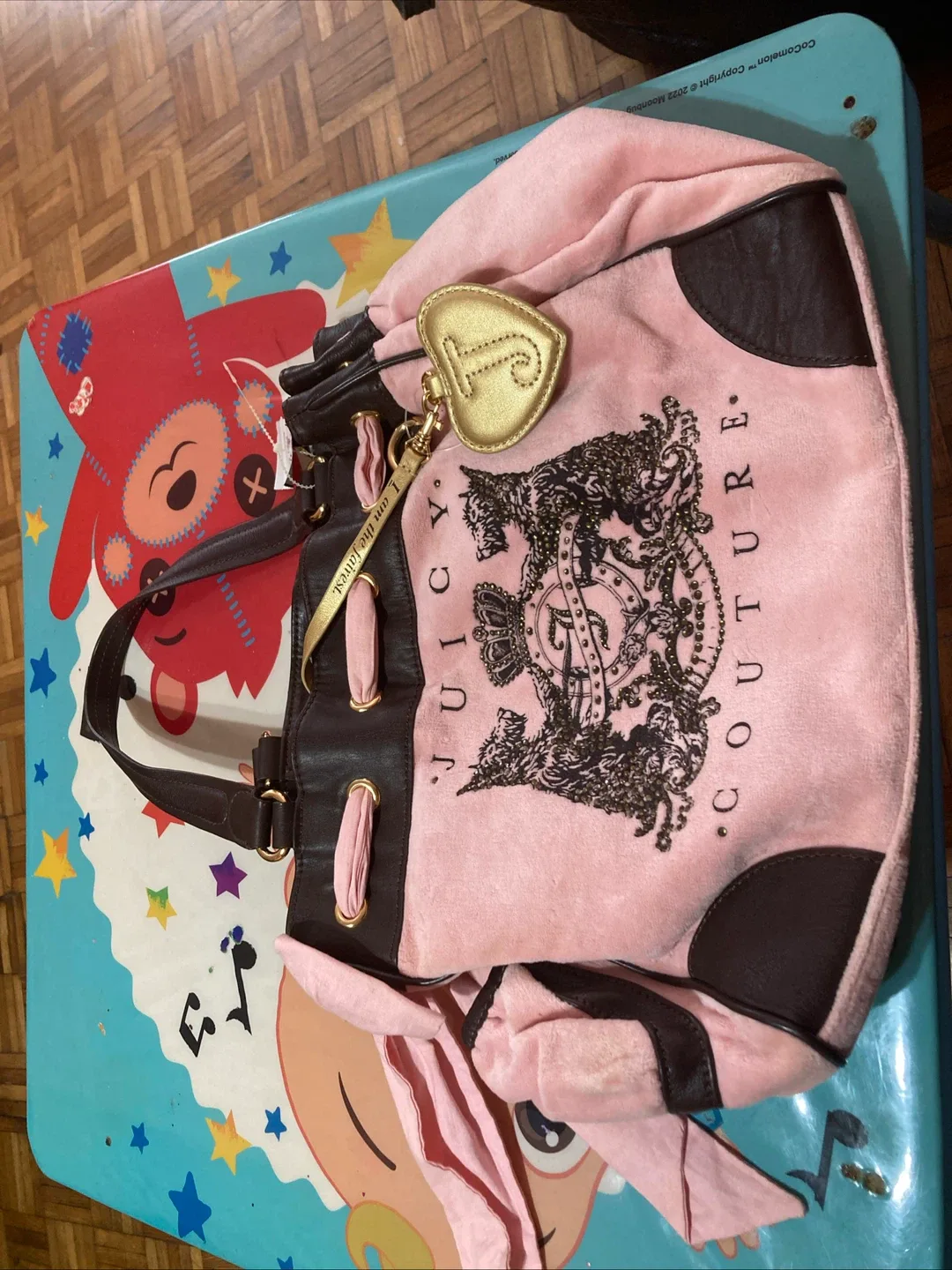 Juicy Couture Pink Velour Drawstring Bucket Bag image indicator(2)