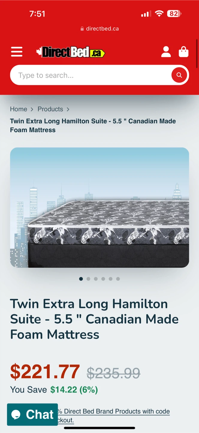 Twin Extra Long Hamilton Suite Mattress - 5.5"