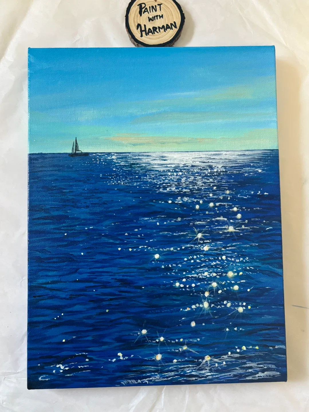 "Layers of Blue" Acrylic Painting thumbnail