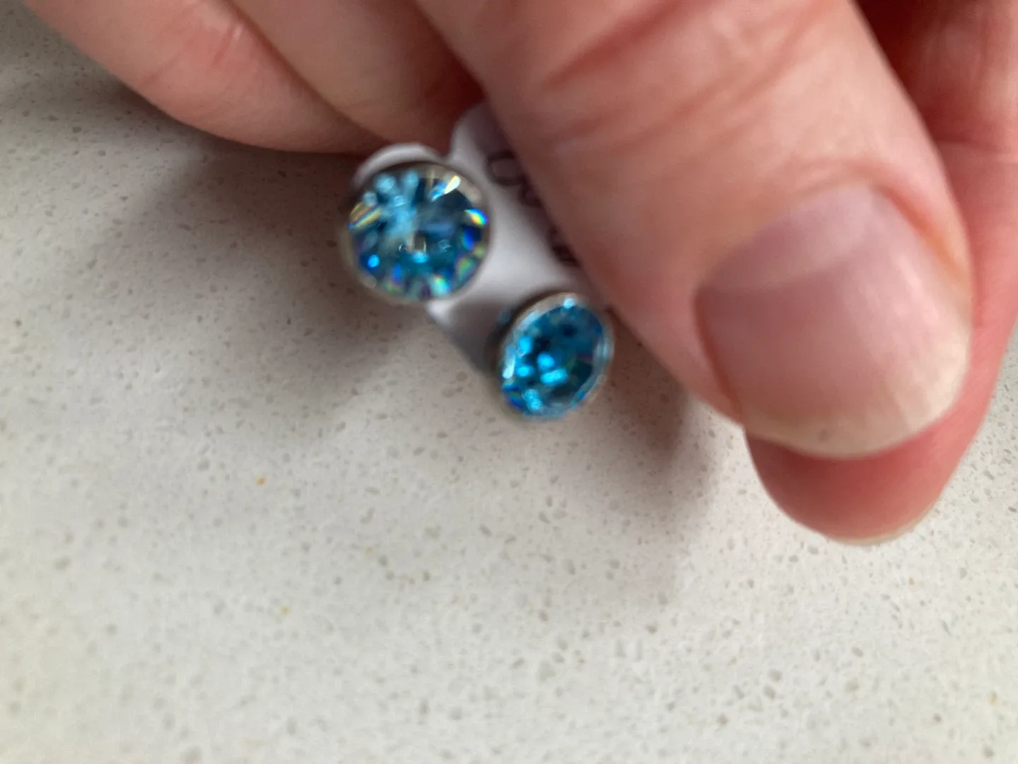 🥕2 Pair Crystal Stud Earrings — Blue + White image indicator(3)