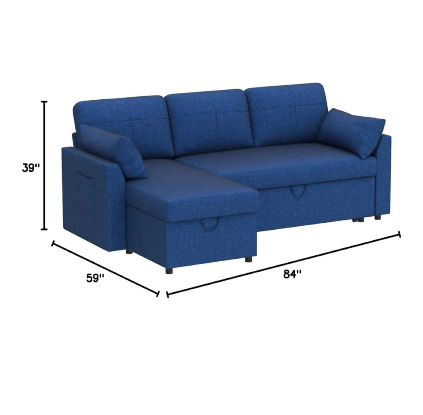 Blue Sleeper Sofa with Storage - photo 3