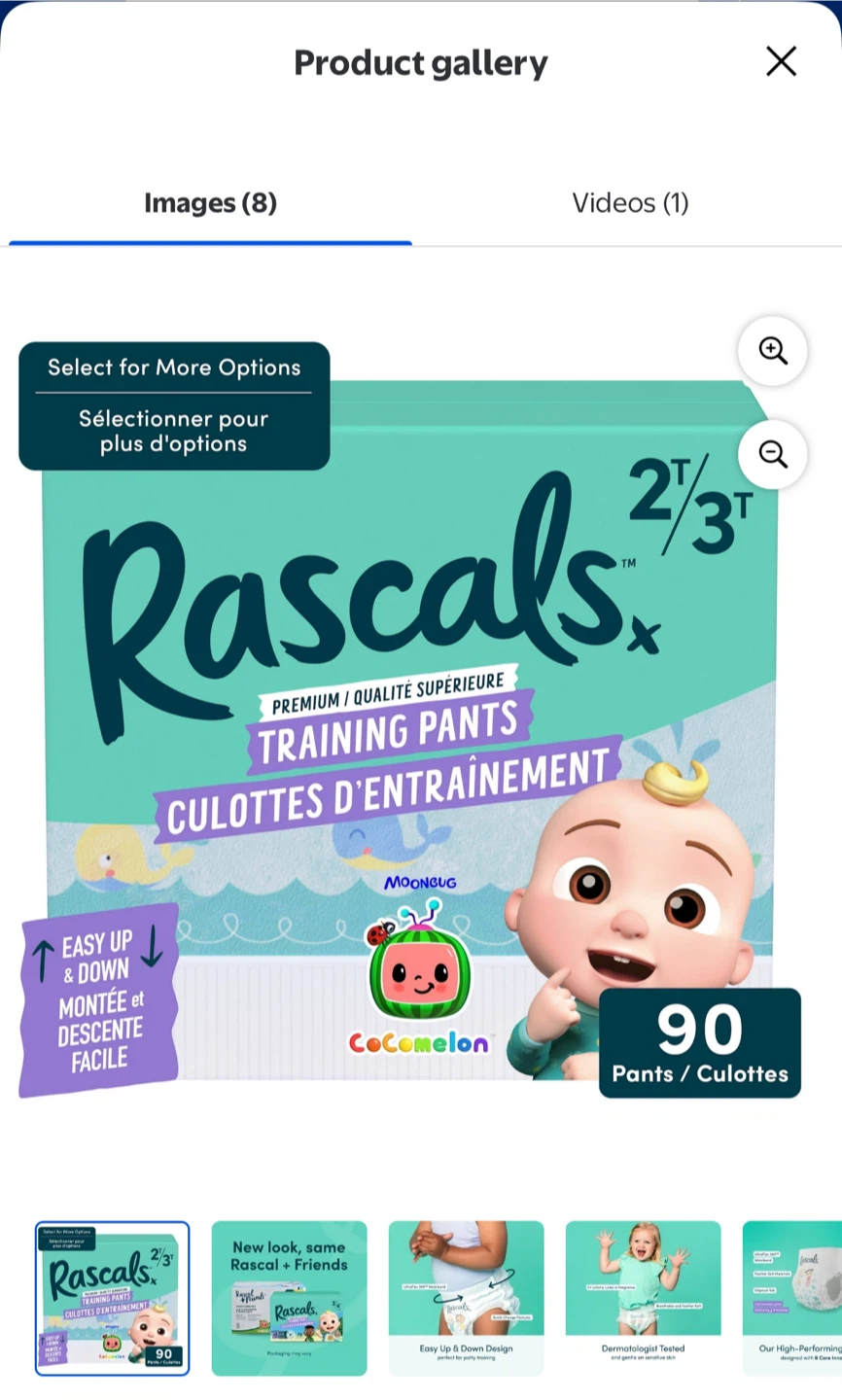 Rascals Diapers Size 2T - 3T