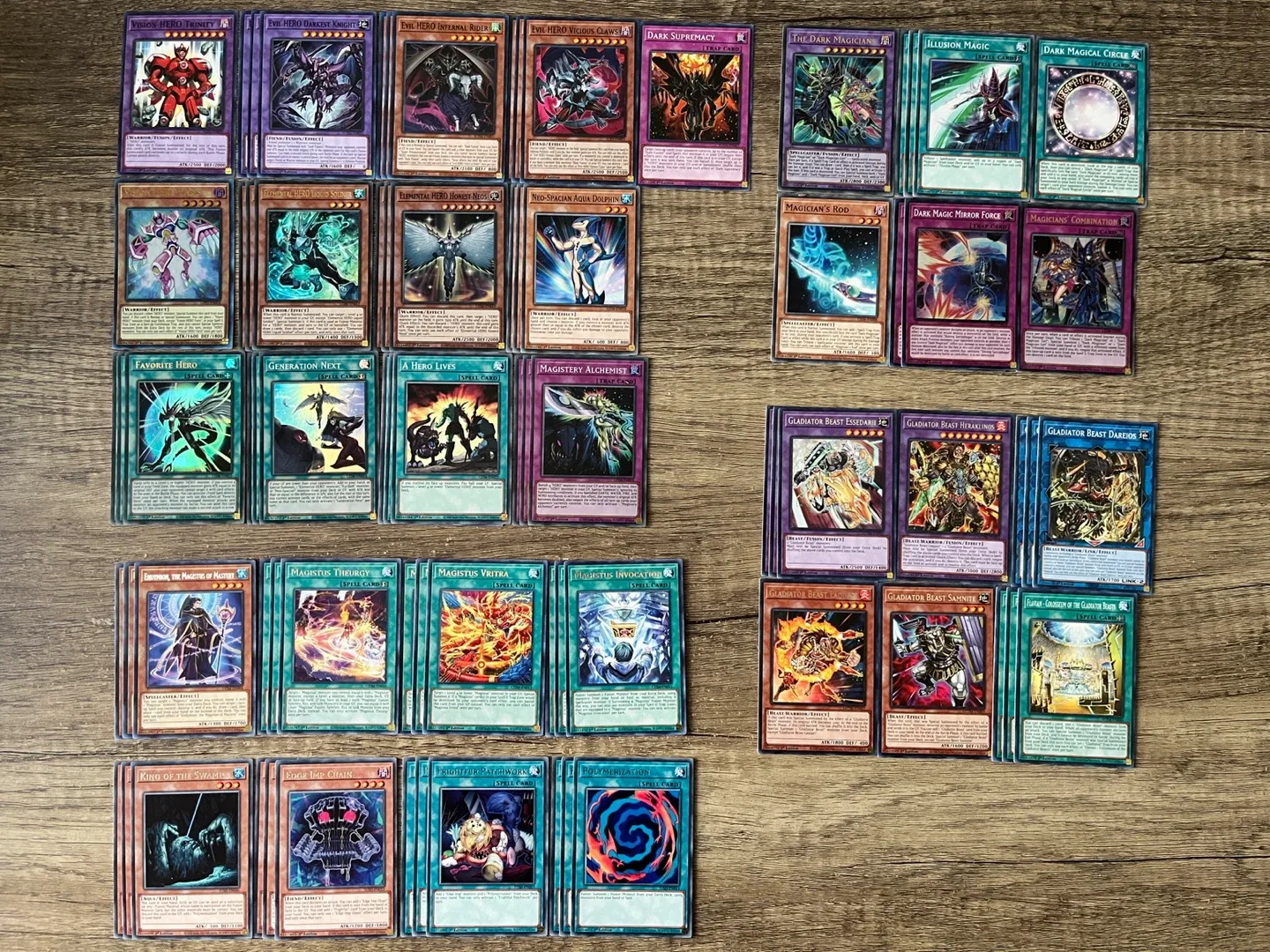 Yugioh Cards - HERO, Dark Magician, Gladiator Beast thumbnail