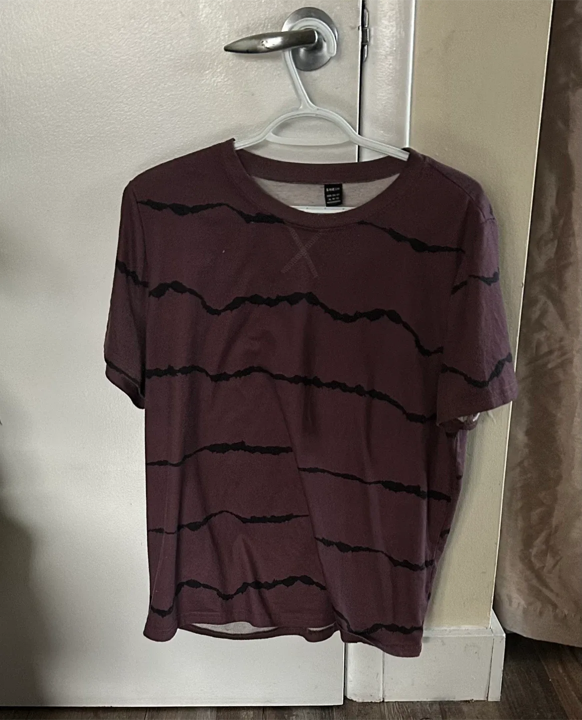 SHEIN Burgundy Striped Tee thumbnail