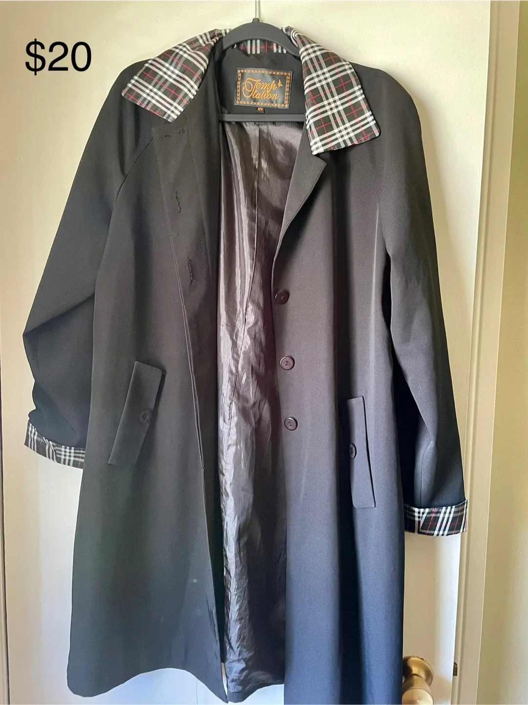 Temp'tation Black Trench Coat Size M thumbnail