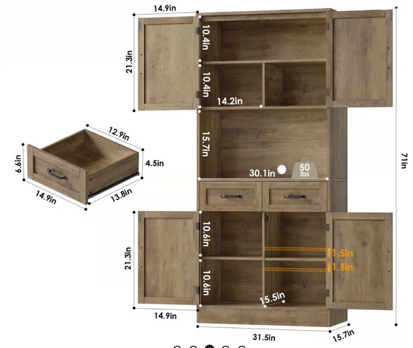 Ebern Designs Kalauni 71" Kitchen Pantry image indicator(4)