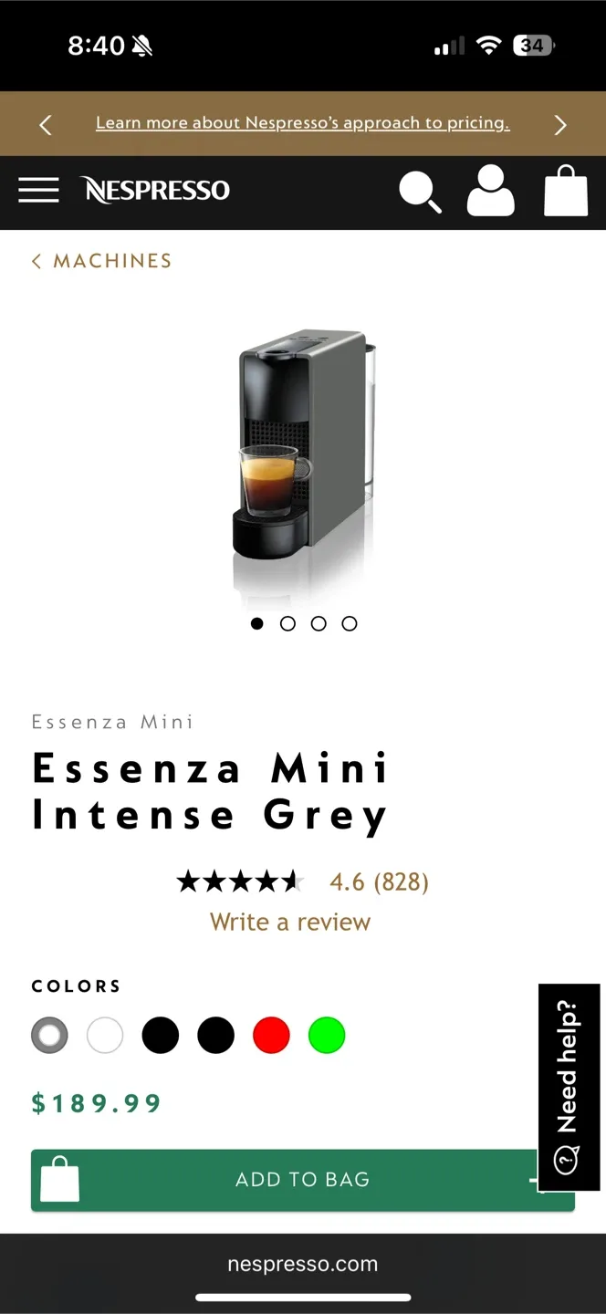 Nespresso Essenza Mini C30 Black Coffee Machine thumbnail