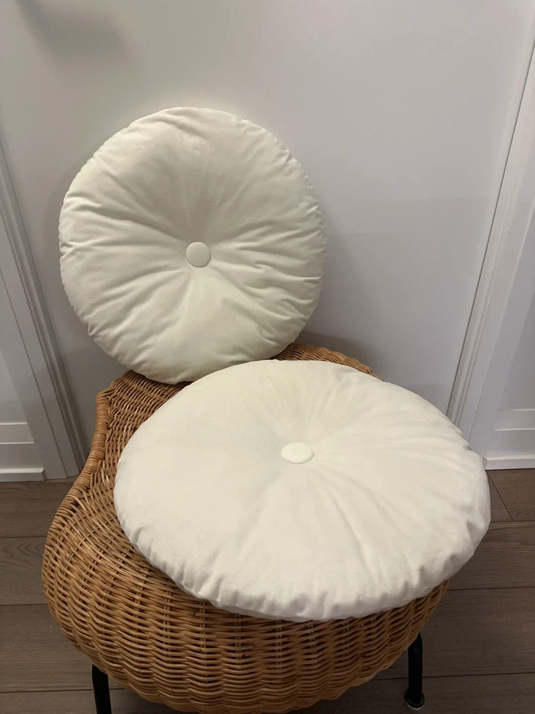 IKEA Round White Floor Cushions - Set of 2 thumbnail