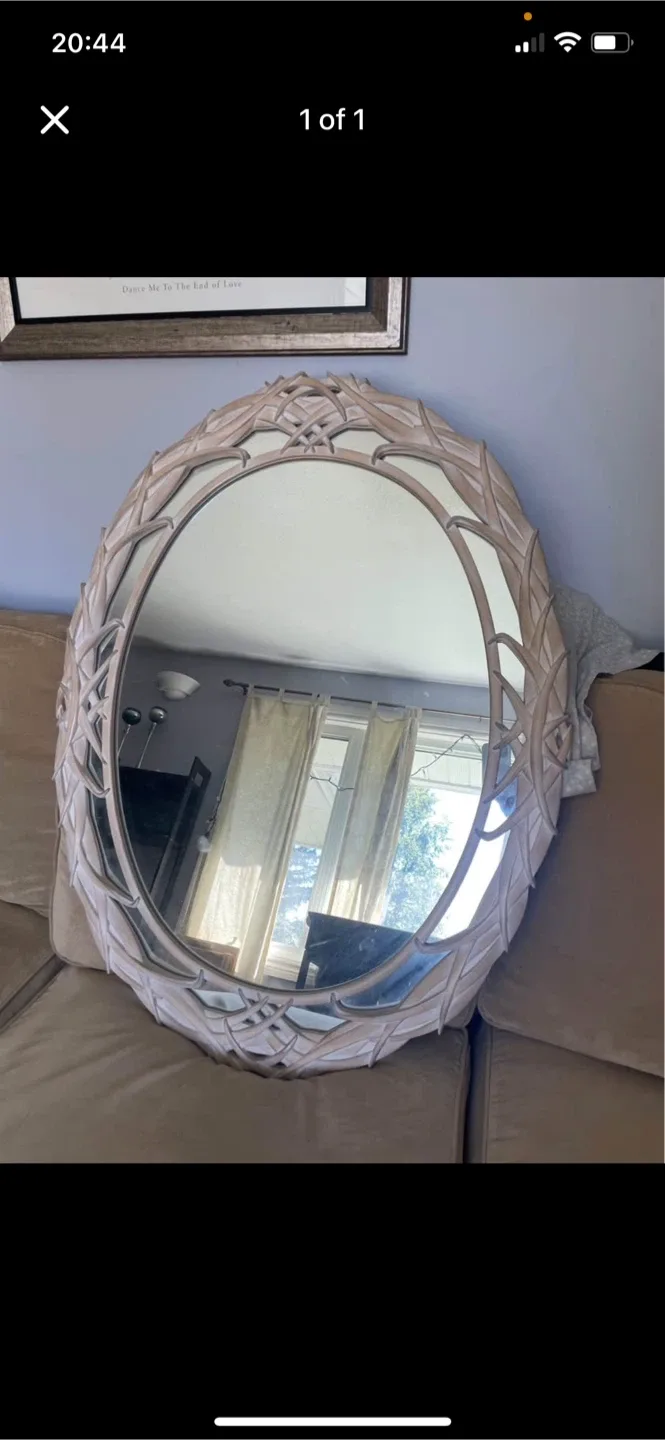 Oval Mirror with Decorative Frame thumbnail
