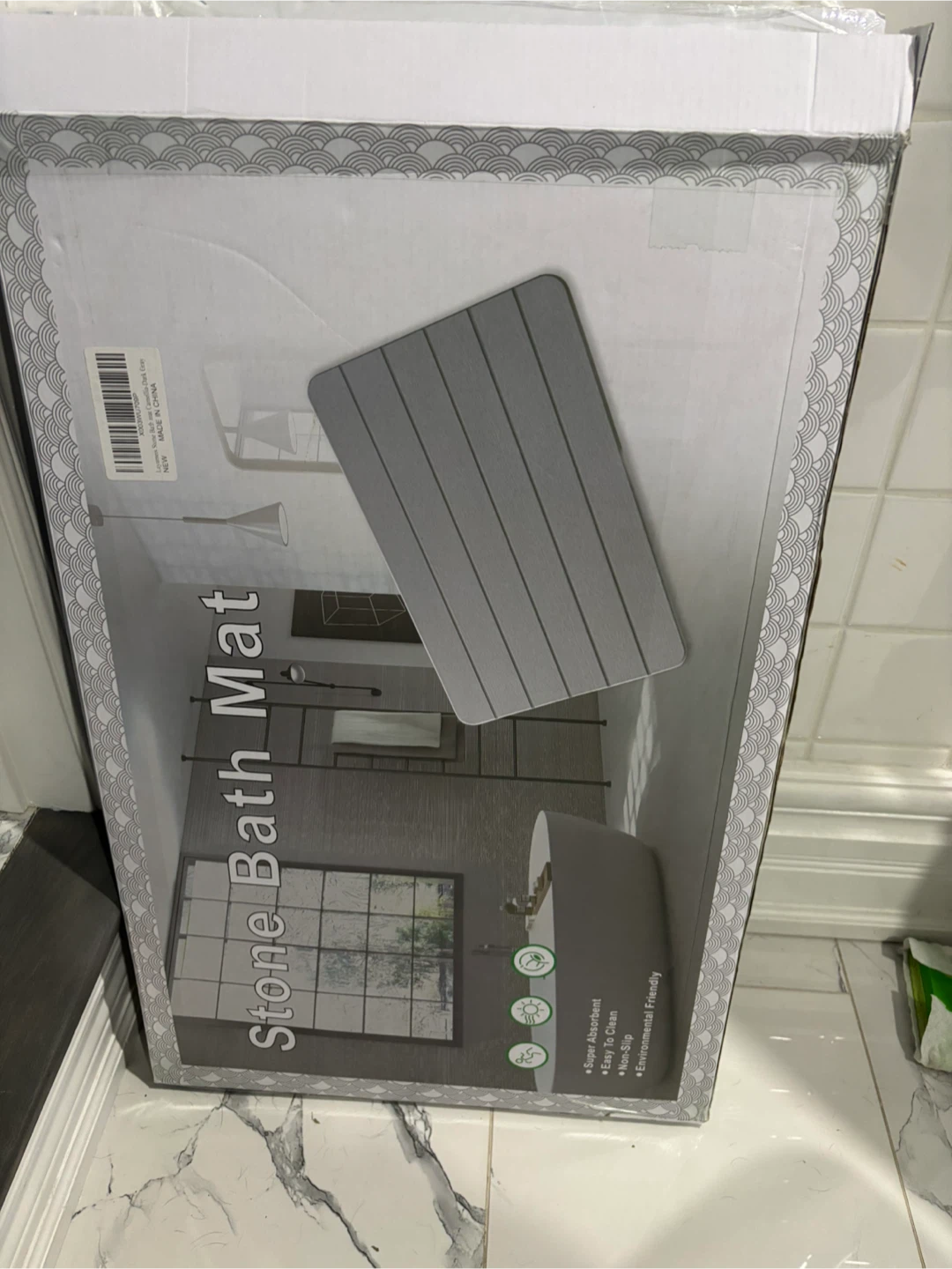 Layameis Stone Bath Mat - Camellia Pattern Dark Gray - photo 5