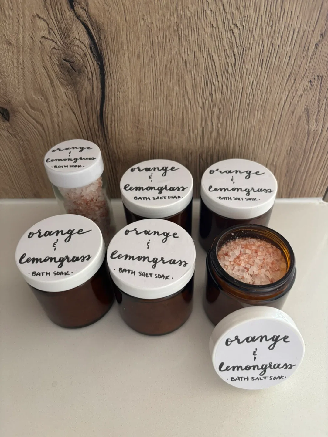 6 jars Orange & Lemongrass Bath Soak epsom & sea salt (homemade) thumbnail