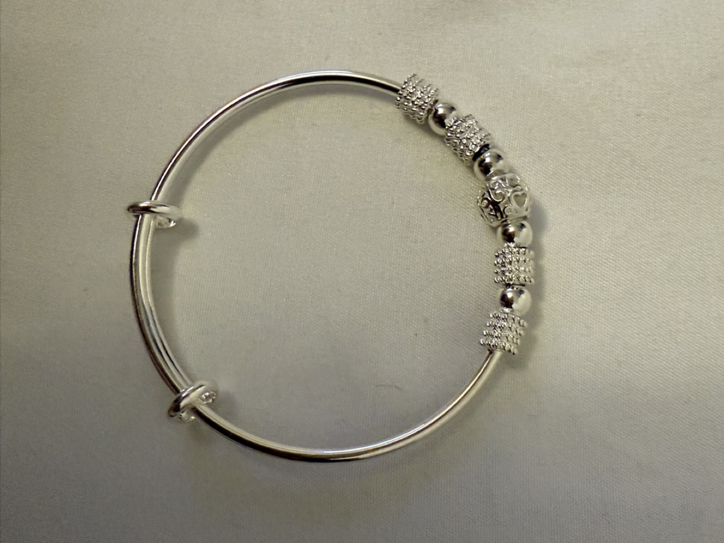 Sterling Silver Bangle Bracelet with Beads - photo 4