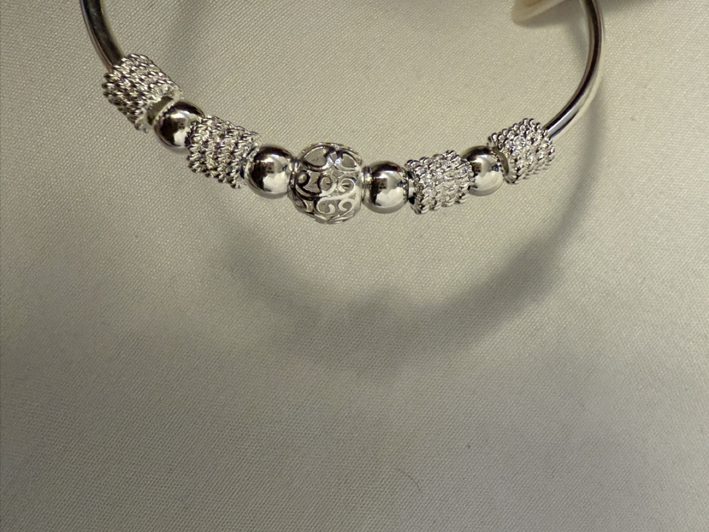 Sterling Silver Bangle Bracelet with Beads - photo 5