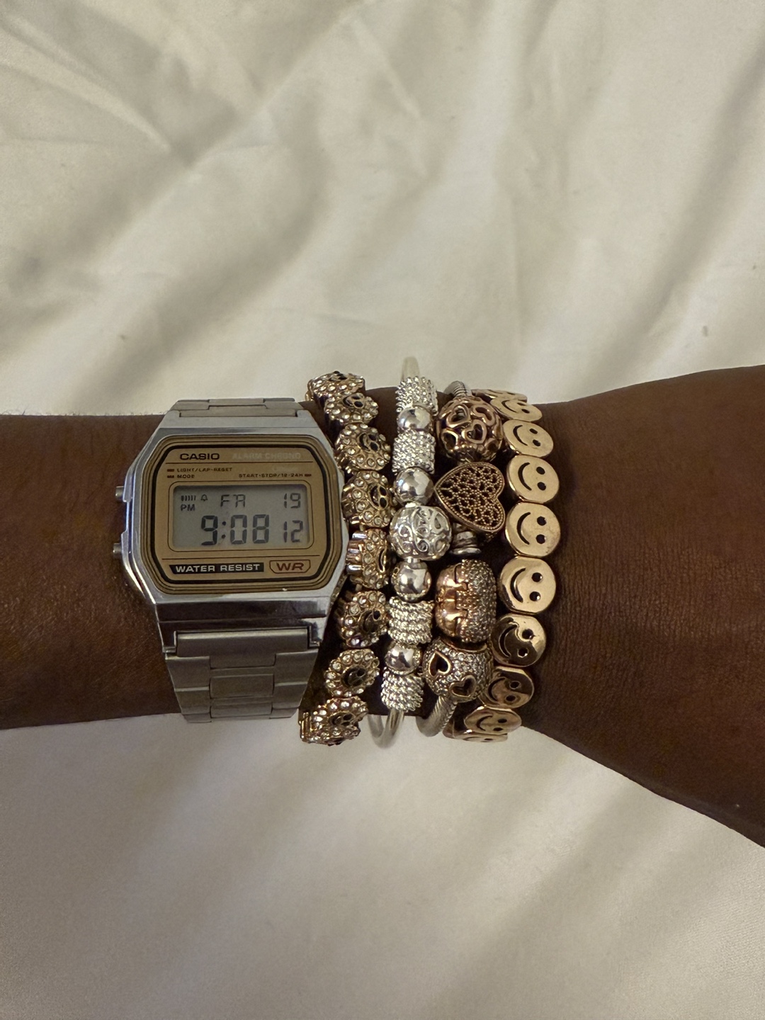 Sterling Silver Bangle Bracelet with Beads - photo 2