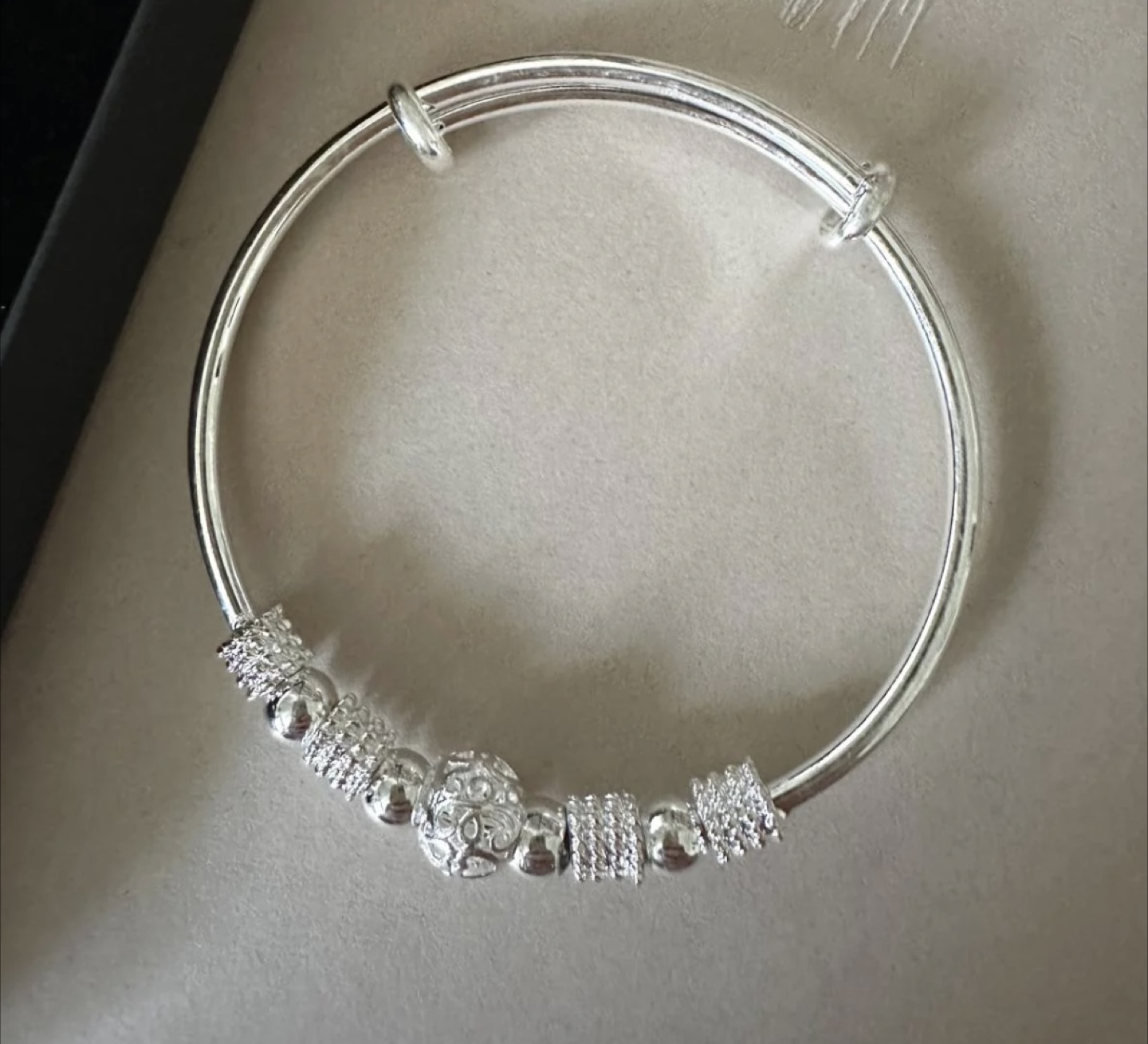 Sterling Silver Bangle Bracelet with Beads