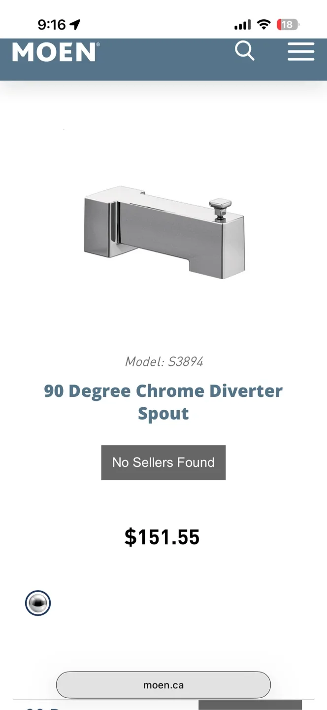 Moen S3894 90 Degree Diverter Spout - Chrome image indicator(4)
