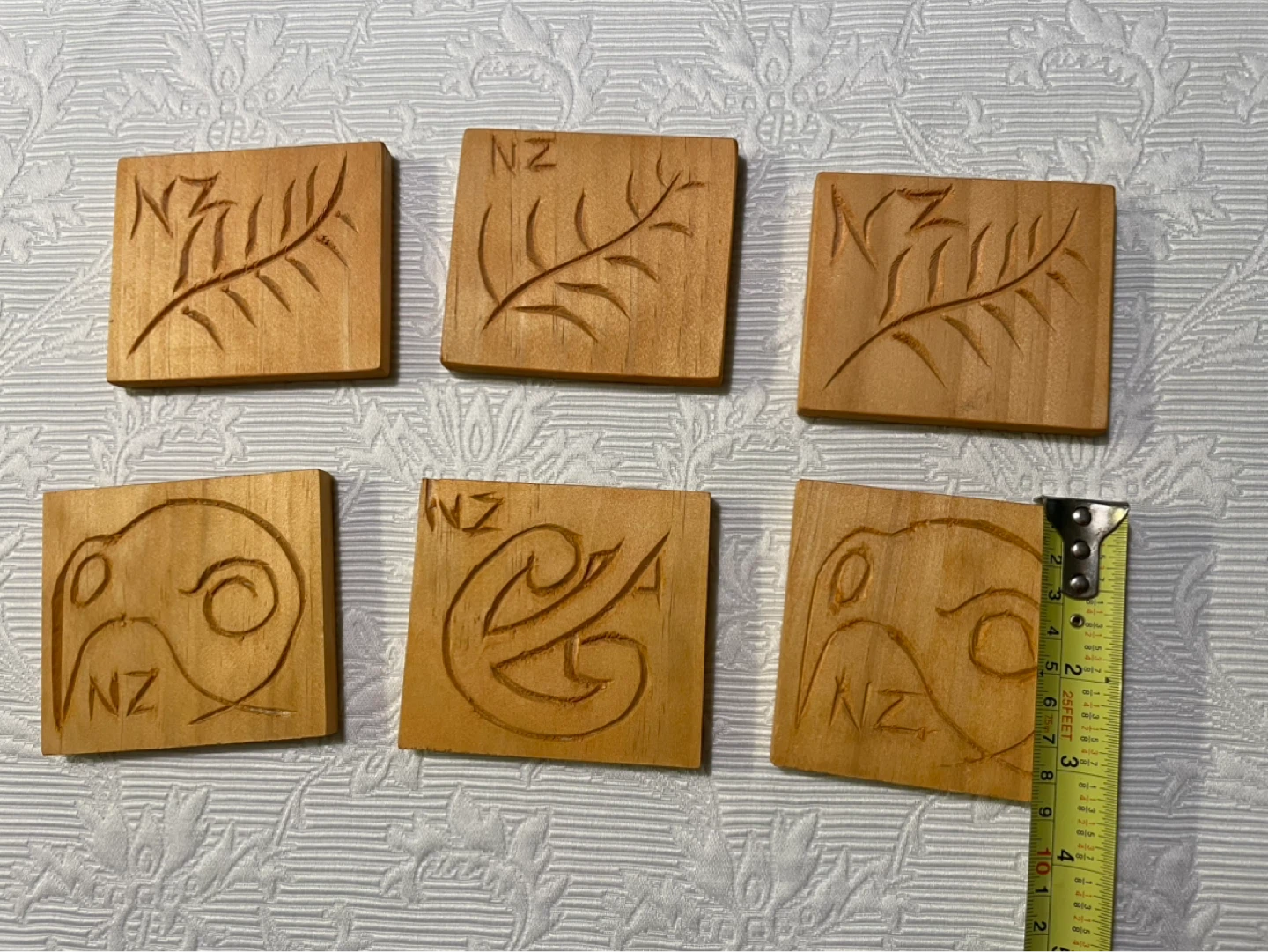 Wooden Coasters with NZ Designs (Set of 6)