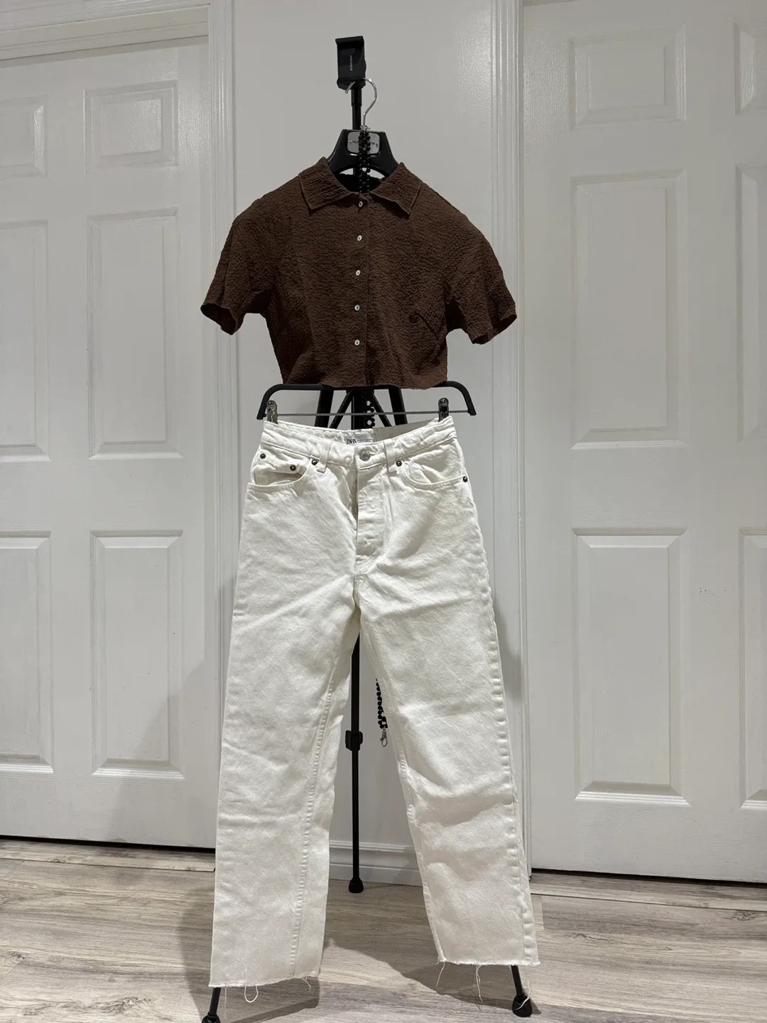 Zara Brown Textured Crop Top - Size XS image indicator(3)