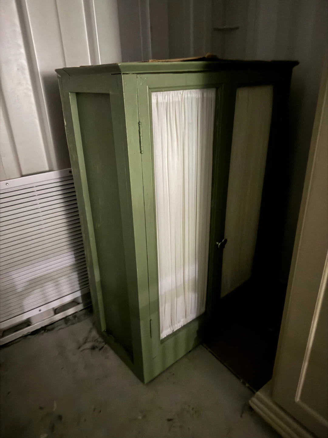 Green Vintage China Cabinet & Base