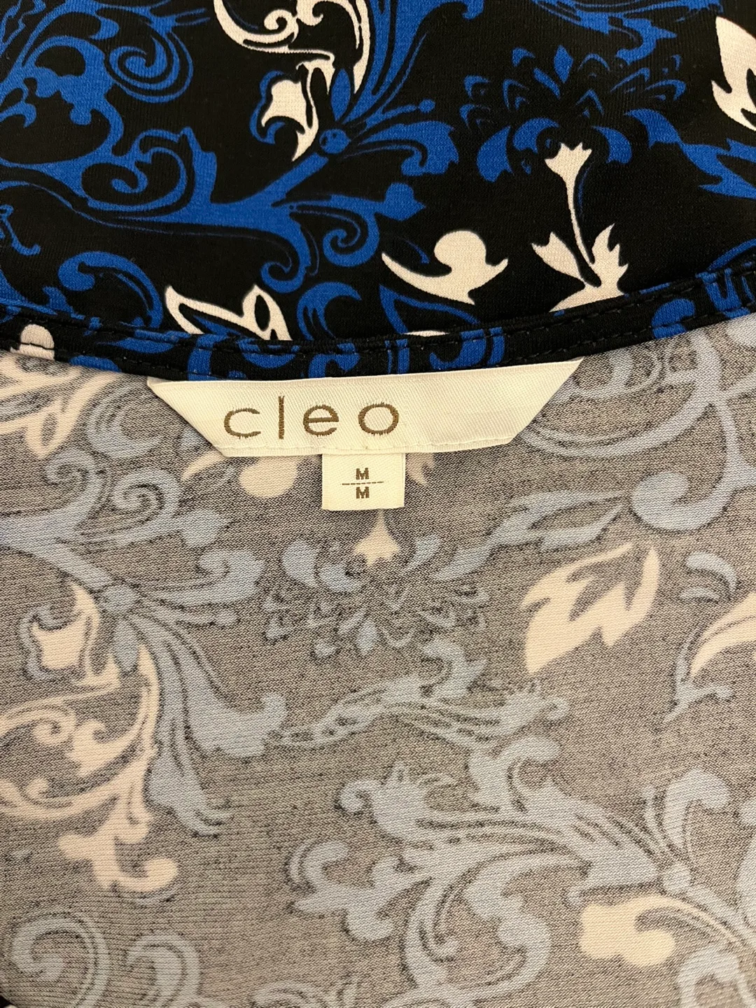 Cleo Blue & Black Floral Print Top - Size M thumbnail